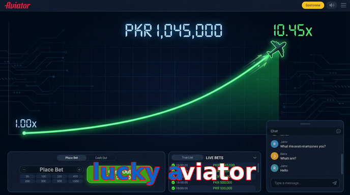 Main screen of Lucky Aviator aviator page for PK players